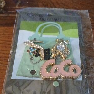 Fashion Coco Pink and Gold Bag Charms NEW